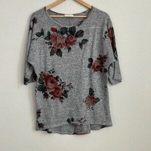 BOBBIE BROOKS | TOP SIZE S GRAY FLORAL